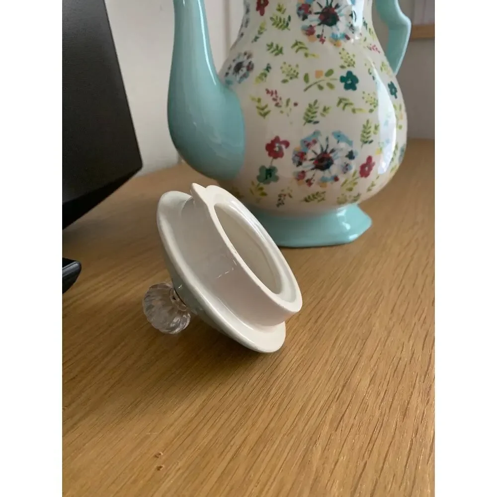Pioneer Woman Kari Large 10-Cup Floral Teapot Turquoise 2.7 Qt Discontinued